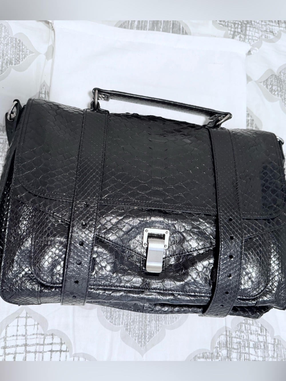 Proenza Schouler Black Python PS1 bag